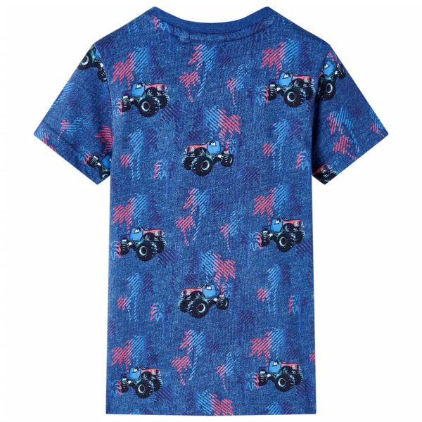 T-shirt infantil azul-escuro mesclado 140 – Image 2