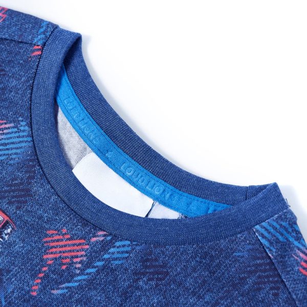 T-shirt infantil azul-escuro mesclado 140 – Image 3