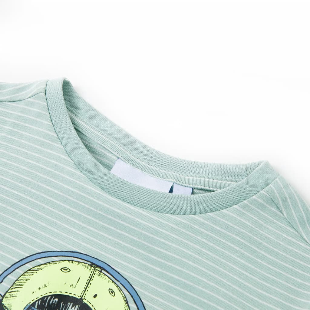 T-shirt para criança com riscas menta-claro 128 – Image 3