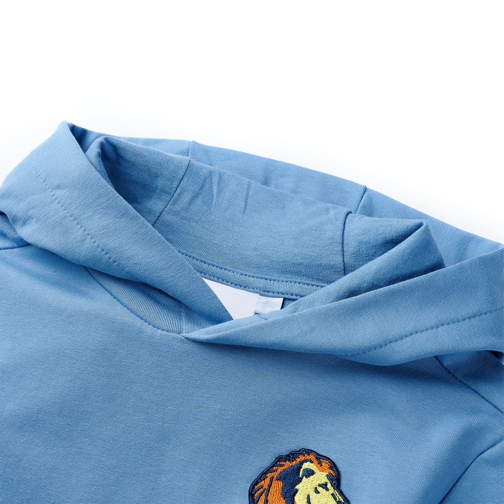 Sweatshirt para criança com capuz azul e amarelo-claro 116 – Image 3