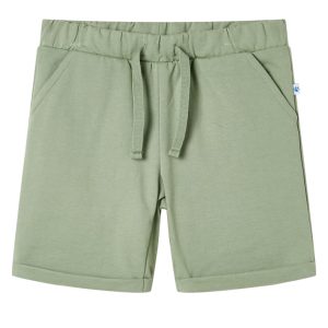 Calções de criança com cordão cor caqui-claro 92