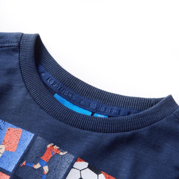 T-shirt de manga comprida para criança azul-marinho mesclado 104 – Image 3