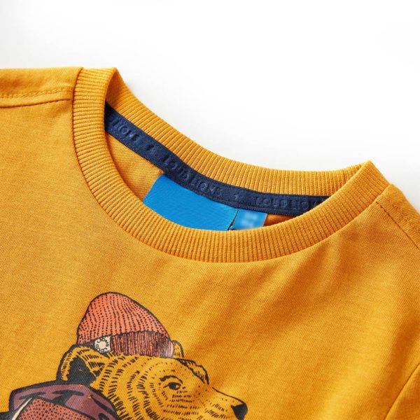 T-shirt de manga comprida para criança cor ocre 92 – Image 3