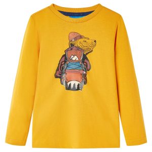 T-shirt de manga comprida para criança cor ocre 128