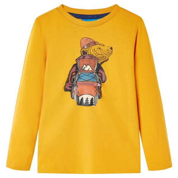 T-shirt de manga comprida para criança cor ocre 128