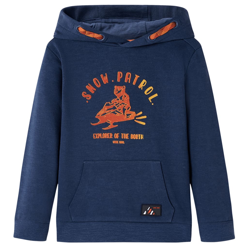 Sweatshirt para criança com capuz azul-marinho mesclado e laranja 104