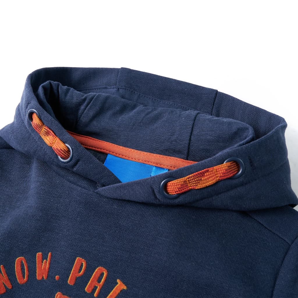 Sweatshirt para criança com capuz azul-marinho mesclado e laranja 104 – Image 3