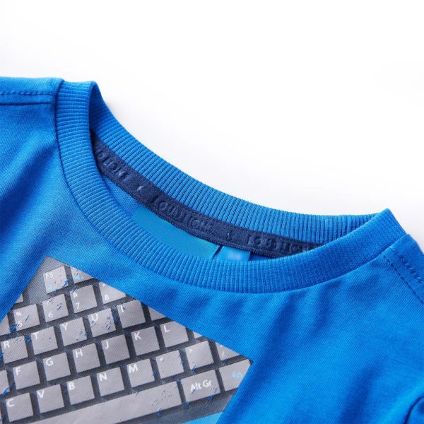 T-shirt de manga comprida para criança azul-cobalto 104 – Image 3
