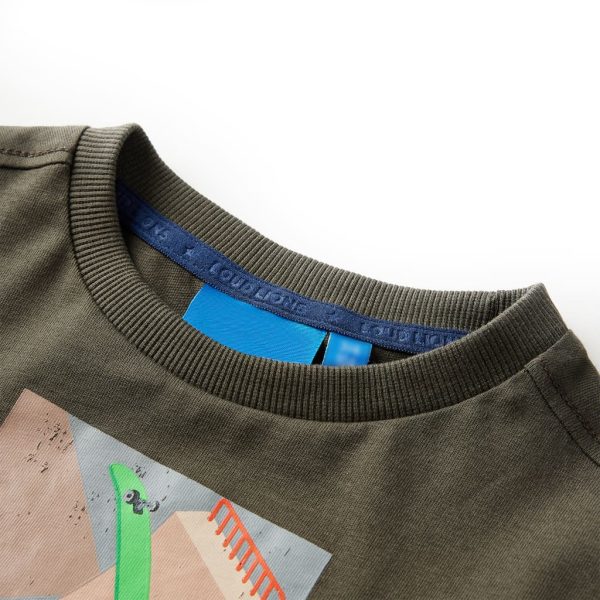 T-shirt de manga comprida para criança caqui 116 – Image 3
