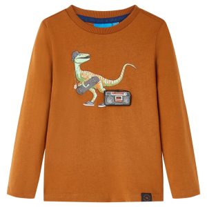 T-shirt de manga comprida para criança cor conhaque 128