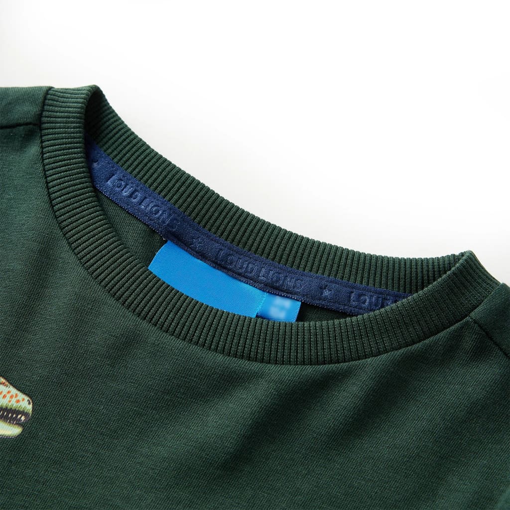 T-shirt de manga comprida para criança verde-escuro 92 – Image 3