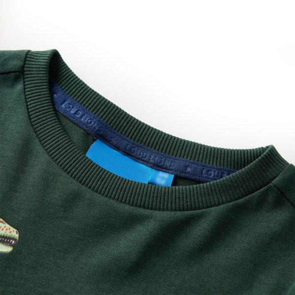 T-shirt de manga comprida para criança verde-escuro 104 – Image 3