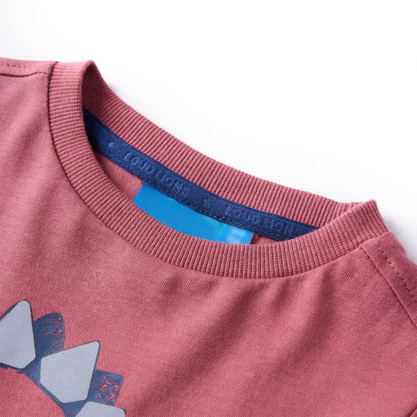 T-shirt de manga comprida para criança vermelho-escuro 140 – Image 3