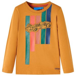 T-shirt de manga comprida para criança ocre-escuro 128