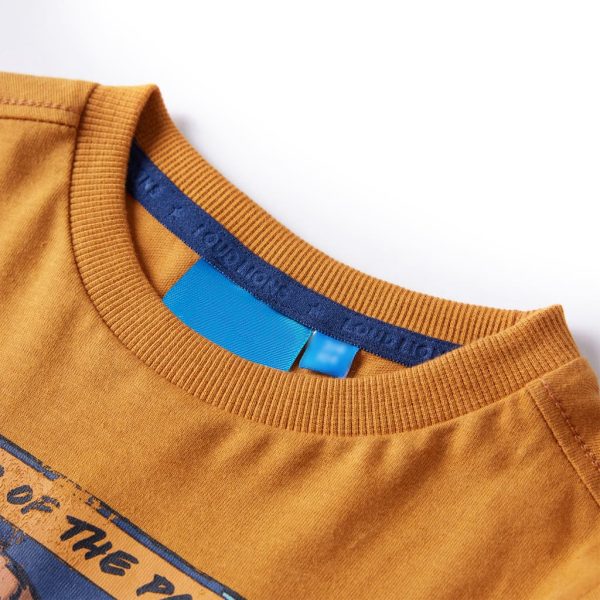 T-shirt de manga comprida para criança ocre-escuro 104 – Image 3
