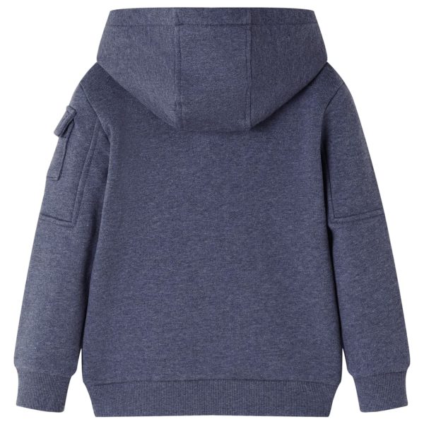 Sweatshirt para criança com capuz e fecho azul-escuro mesclado 104 – Image 2