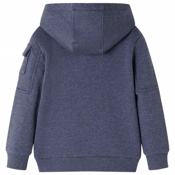 Sweatshirt para criança com capuz e fecho azul-escuro mesclado 128 – Image 2