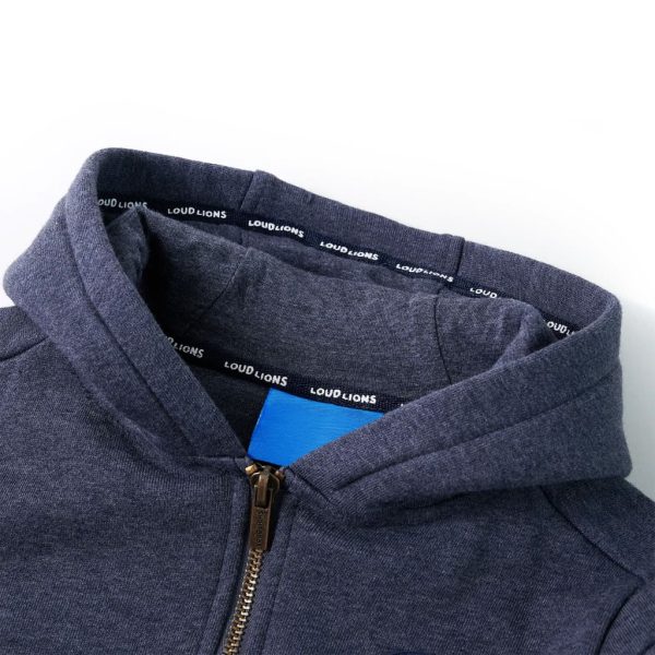 Sweatshirt para criança com capuz e fecho azul-escuro mesclado 128 – Image 3