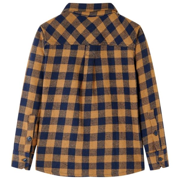 Camisa de xadrez para criança conhaque e azul 92 – Image 2