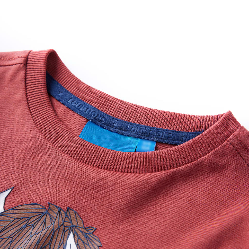 T-shirt de manga comprida para criança vermelho queimado 92 – Image 3