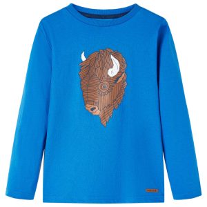 T-shirt de manga comprida para criança azul-cobalto 92