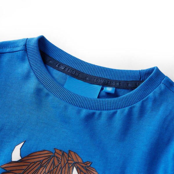 T-shirt de manga comprida para criança azul-cobalto 116 – Image 3