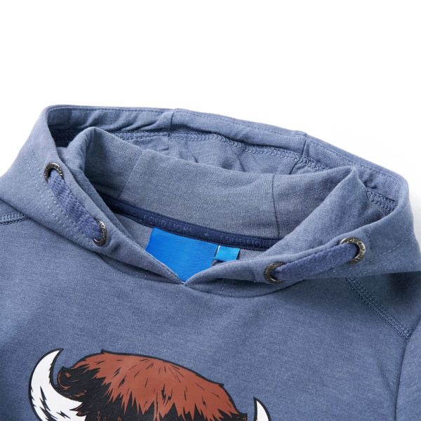 Sweatshirt para criança com capuz azul mesclado 140 – Image 3