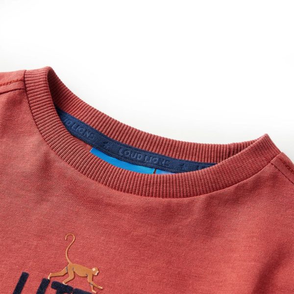 T-shirt de manga comprida para criança vermelho queimado 116 – Image 3