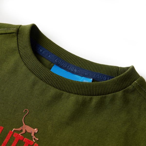 T-shirt de manga comprida para criança caqui-escuro 92 – Image 3