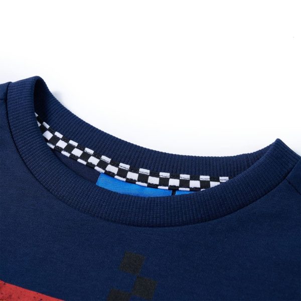 T-shirt de manga comprida para criança azul-escuro 128 – Image 3