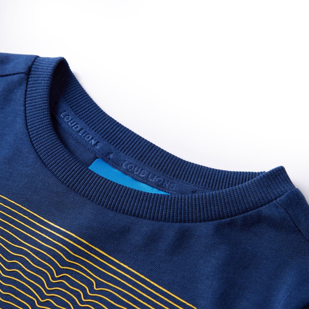 T-shirt de manga comprida para criança azul-marinho 128 – Image 3