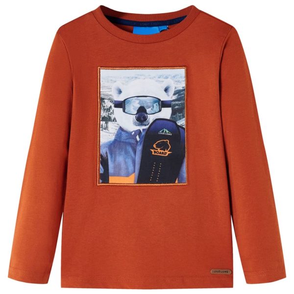 T-shirt de manga comprida para criança ferrugem-claro 116