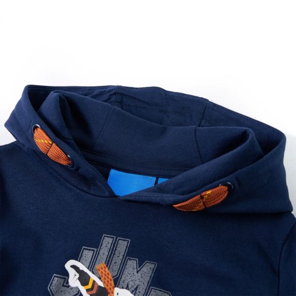 Sweatshirt infantil com capuz azul-marinho 128 – Image 3
