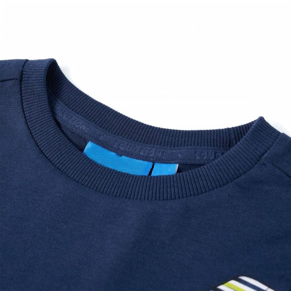 T-shirt de manga comprida para criança azul-marinho 104 – Image 3