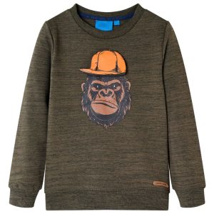 Sweatshirt para criança caqui-escuro mesclado 128