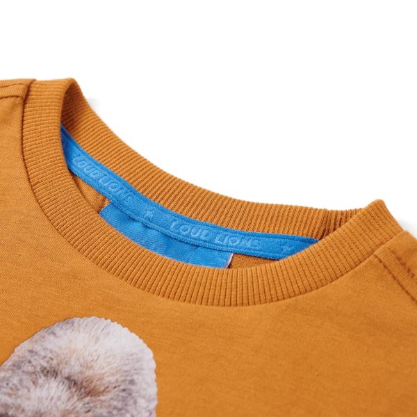 T-shirt de manga comprida para criança ocre-escuro 92 – Image 3