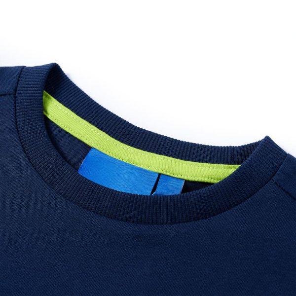 T-shirt de manga comprida para criança azul-marinho 104 – Image 3