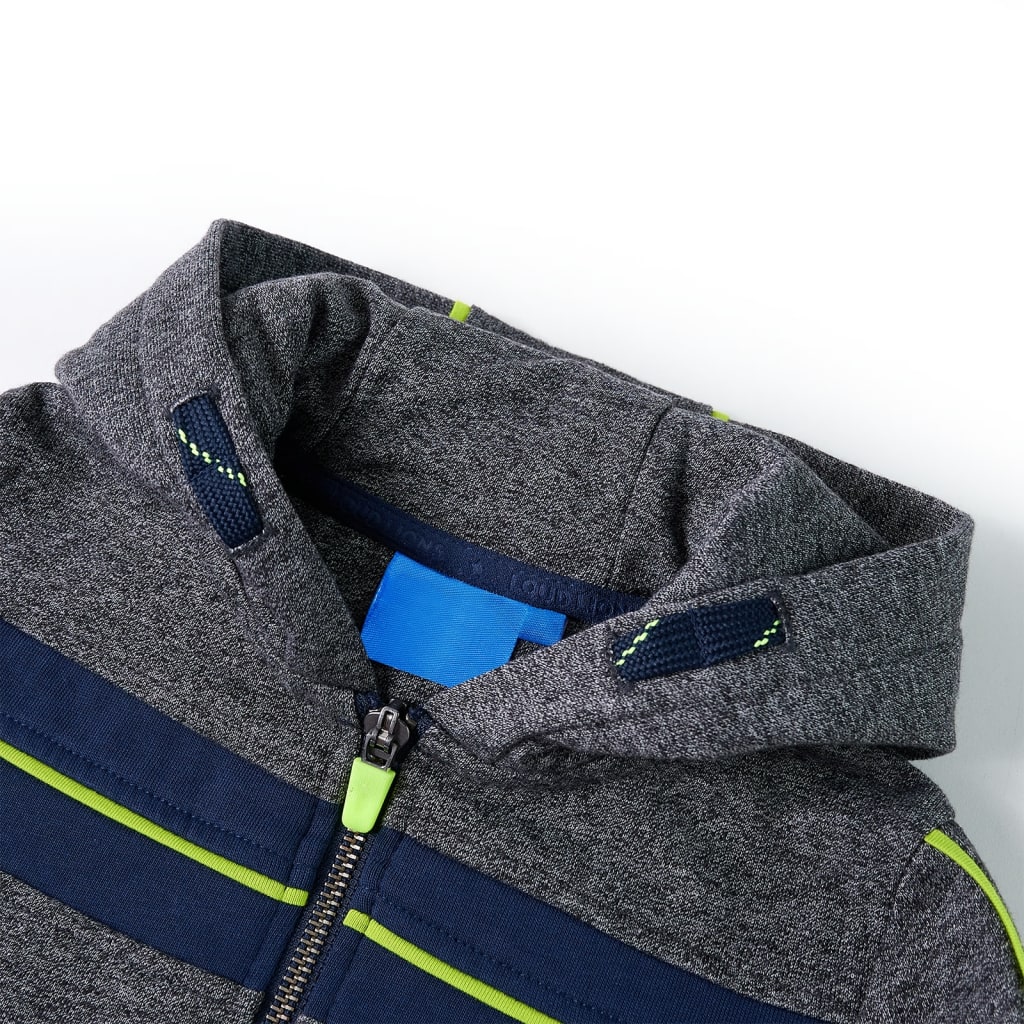 Sweatshirt para criança com capuz e fecho cinzento mesclado 116 – Image 3