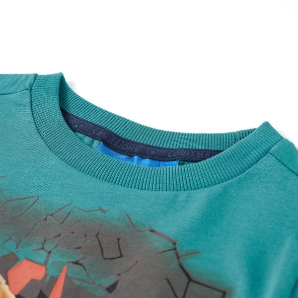 T-shirt de manga comprida para criança ciano-escuro 92 – Image 3