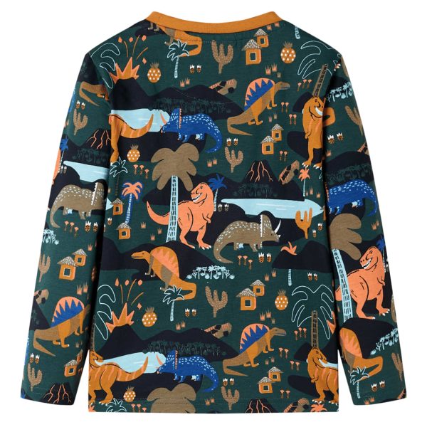 Pijama de manga comprida para criança verde-escuro 92 – Image 3