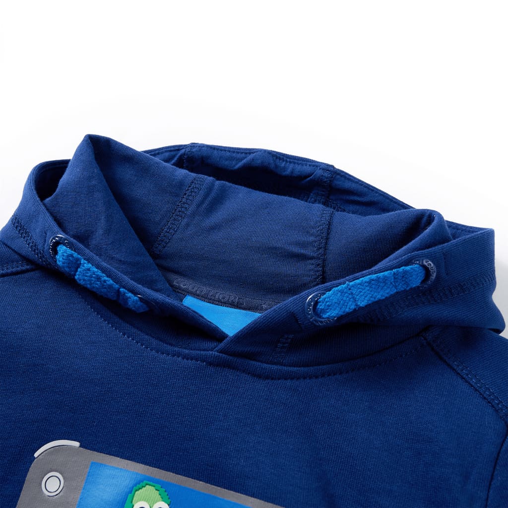 Sweatshirt para criança com capuz azul-escuro 92 – Image 3