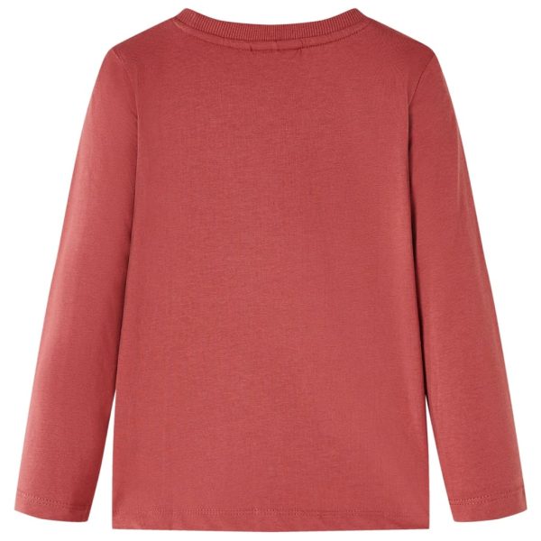 T-shirt de manga comprida para criança vermelho queimado 128 – Image 2
