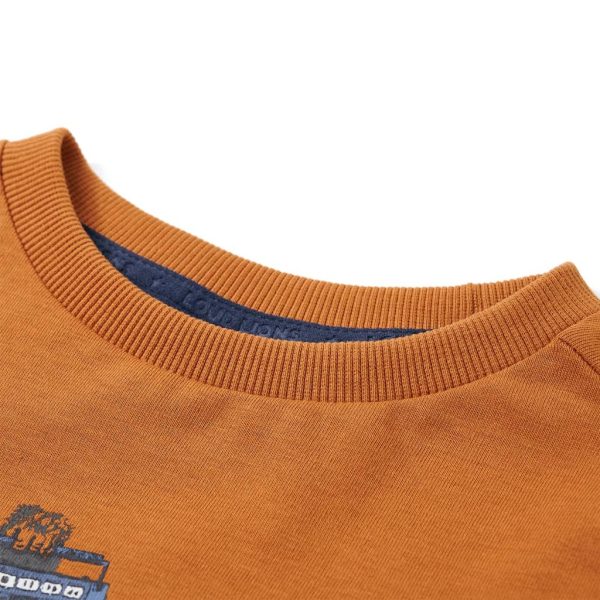 T-shirt de manga comprida para criança ocre-escuro 104 – Image 3