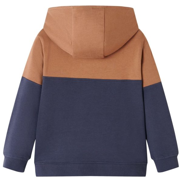 Sweatshirt para criança com capuz e meio fecho antracite/conhaque 92 – Image 2