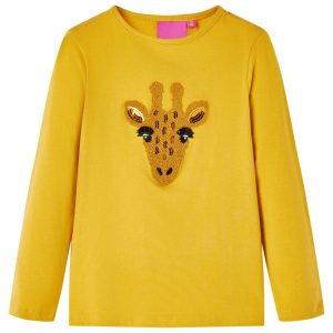 T-shirt de manga comprida para criança ocre-escuro 104