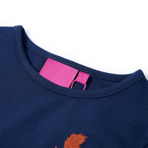 T-shirt de manga comprida para criança azul-marinho 128 – Image 3