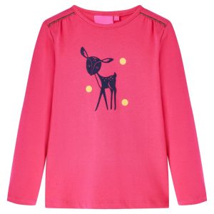 T-shirt de manga comprida para criança rosa-choque 92