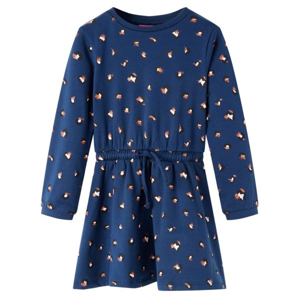 Vestido de manga comprida para criança azul-escuro 116