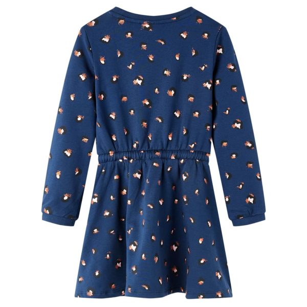 Vestido de manga comprida para criança azul-escuro 116 – Image 2