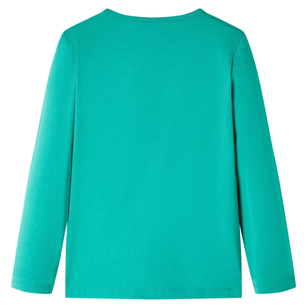 T-shirt de manga comprida para criança verde-brilhante 104 – Image 2